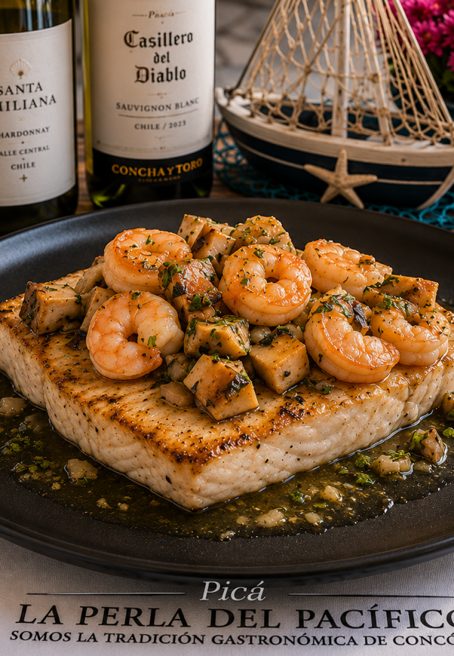 Albacora con Camarones